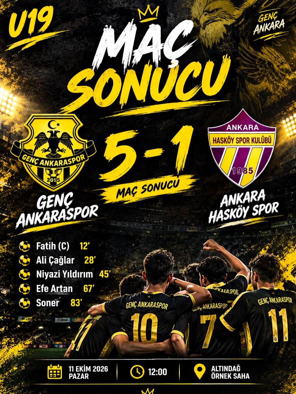U19 takımımızın 5-1 galibiyet afişi